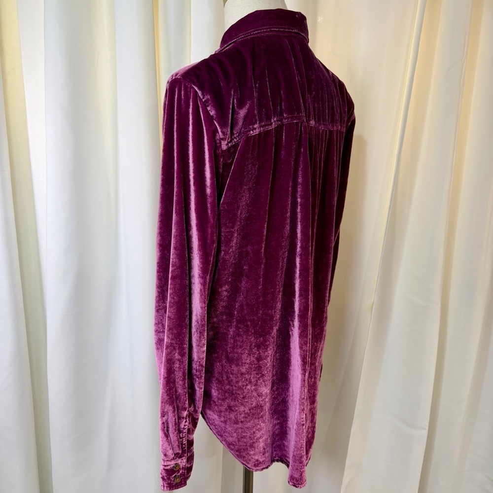 Pilcro ‘Relaxed Fit Velvet Button Down Shirt’ in Magenta / Purple Size Medium - Picture 9 of 15